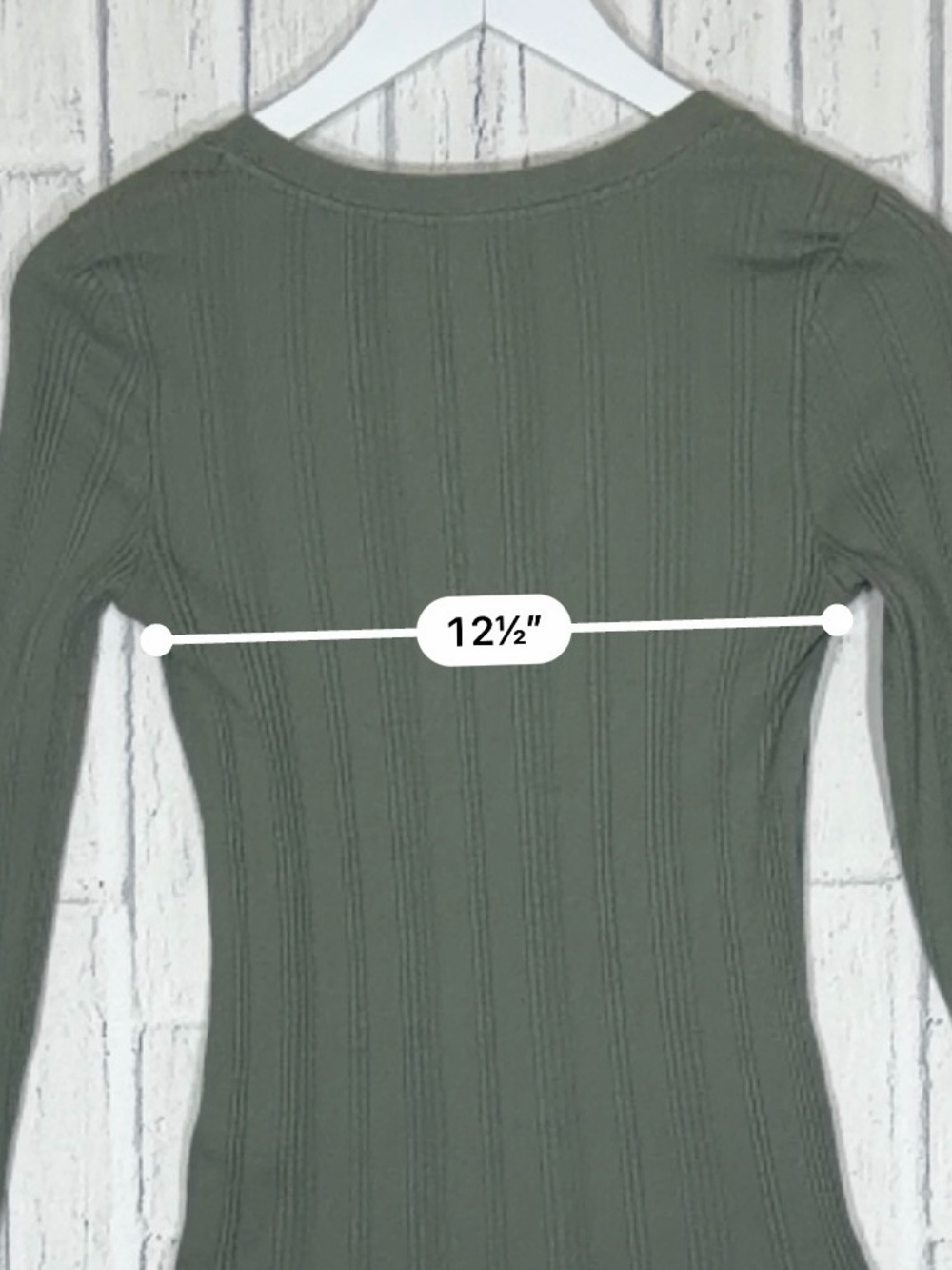 🌿 Maeve Anthropologie Olive Green Ribbed Notch Neck Top Size S - Picture 4 of 9